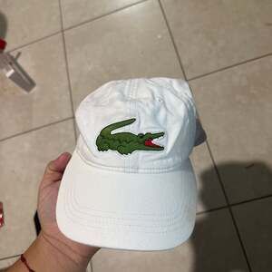 Lacoste Oversized Logo Baseball Cap, White Cotton, One Size
